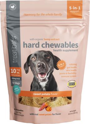 Extra Strength Broad Spectrum Hemp Extract Canine Sweet Potato Flavored Hard Chewable Calming Supplement for Dogs, 10-mg, 45 count