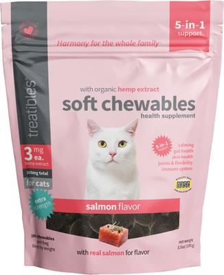 Extra Strength Broad Spectrum Hemp Extract Feline Salmon Oil Flavored Soft Chewable Calming Supplement for Cats, 3-mg, 100 count