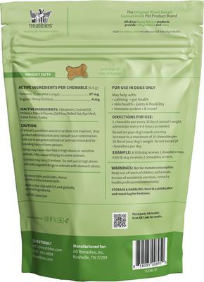 Extracto de cáñamo de amplio espectro, masticable duro con sabor a pavo, suplemento calmante para perros, 4 mg, 45 unidades