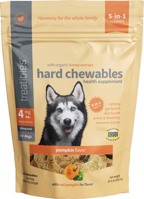 Broad Spectrum Hemp Extract Canine Pumpkin Flavored Hard Chewable Calming Supplement for Dogs, 4-mg, 45 count