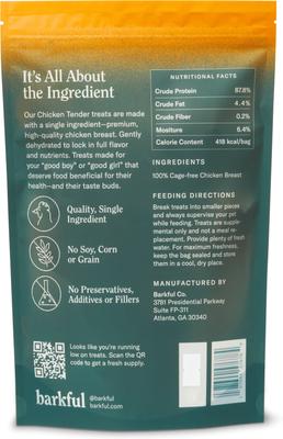 Chicken Tender Human Grade Adult Dehydrated Dog Treats, 4-oz bag