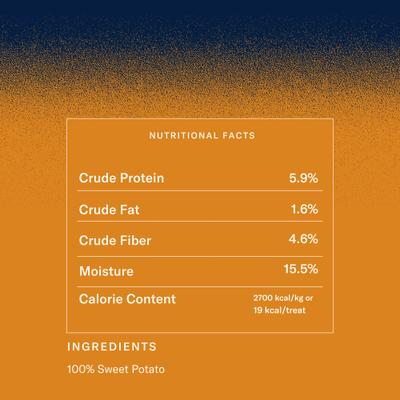 Golosinas deshidratadas para perros adultos de calidad humana en rodajas de batata, bolsa de 4 oz
