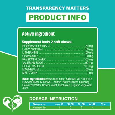 Melatonin Bacon Flavored Chews Calming Supplement for Dogs, 10-oz bag