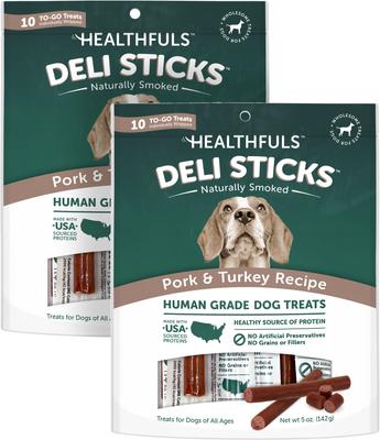 Deli Sticks Pork & Turkey Human-Grade Gluten-Free Soft & Chewy Dog Treats, 10 count bag, bundle of 2