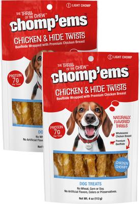 Golosinas para perros Chicken Hide Twists Jerky, bolsa de 4 oz, paquete de 2