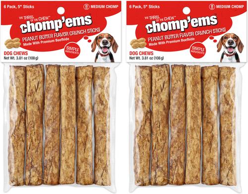 Peanut Butter Crunchy Sticks Dog Treats, 6 count, bundle of 2