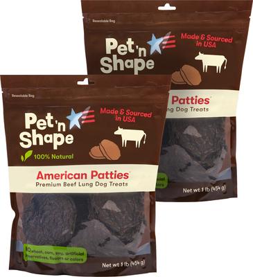 American Patties Premium Beef Lung Dog Treats, 16-oz bag, bundle of 2