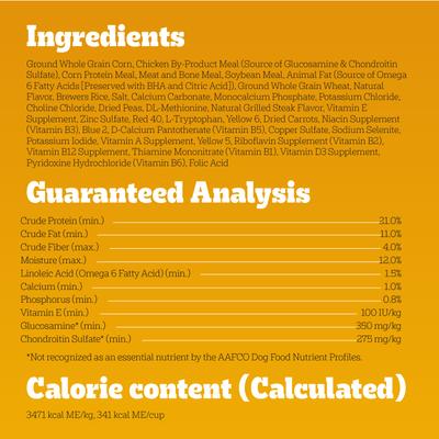 Small Dog Complete Nutrition Grilled Steak & Vegetable Flavor Dog Kibble Small Breed Adult Dry Dog Food, 14-lb bag