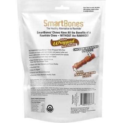 Palitos de pollo envueltos, golosinas para perros con sabor a mantequilla de maní, 8 unidades