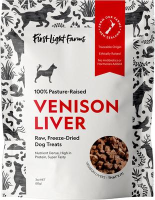 Venison Liver 100% Pasture Raised Grain-Free Raw Freeze-Dried Dog Treats, 3-oz bag