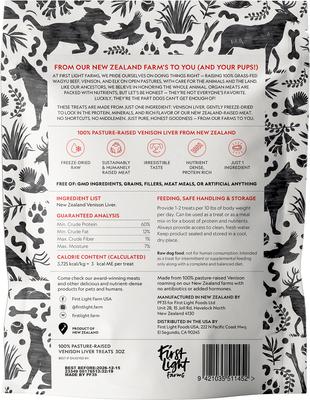 Venison Liver 100% Pasture Raised Grain-Free Raw Freeze-Dried Dog Treats, 3-oz bag