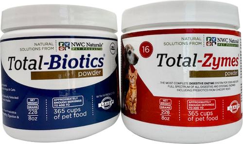 Total-Digestion Digestive Enzymes & Probiotics Dog & Cat Powder Supplement Twin Pack, 8-oz jars