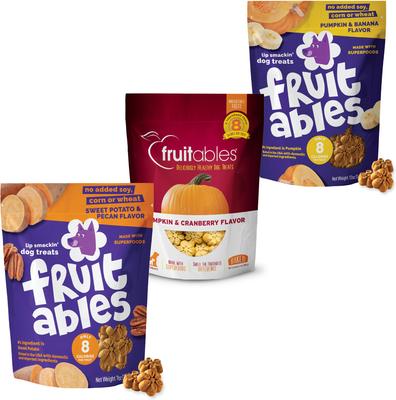 Bundle: Variety Pack - Fruitables Pumpkin & Banana Flavor Dog Treats, Pumpkin & Cranberry & Sweet Potato & Pecan Flavors