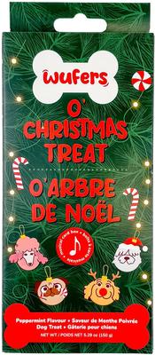 Tarjeta musical Merry Woofmas y regalo de hueso: golosinas para perros con canela, manzana y miel, caja de 5.29 oz