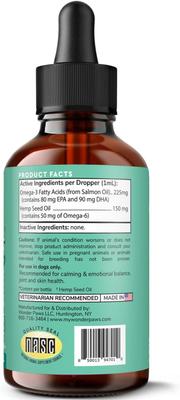 Hemp Oil with Wild Salmon Oil, Calming Hemp Supplement for Dogs, 2-fl oz bottle