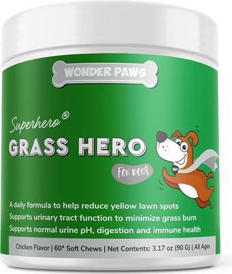 Suplemento masticable suave Grass Hero para el tratamiento de quemaduras y salud urinaria para perros, 60 unidades