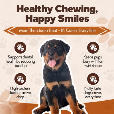 Twists 5-in Peanut Butter Flavor Rawhide Dog Chew Treats, 50 count