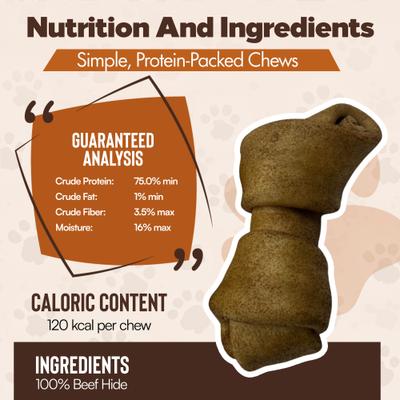 Knotted 4 to 5-in Peanut Butter Flavor Rawhide Bone Dog Treats, 30 count