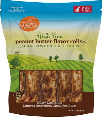 Hide Free Peanut Butter Flavor Roll Dog Chew Treat, Small