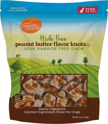 Hide Free Peanut Butter Mini Knot Dog Chew Treat, 12 count
