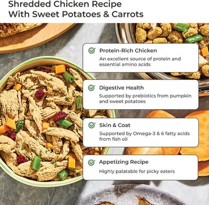 Vital Shredded Chicken Recipe with Sweet Potatoes & Carrots Fresh Dog Food, 1.5-lb bag, case of 4