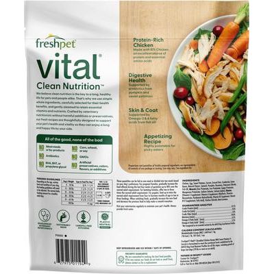 Receta de pollo desmenuzado vital con batatas y zanahorias Comida fresca para perros, bolsa de 1.5 lb, caja de 4