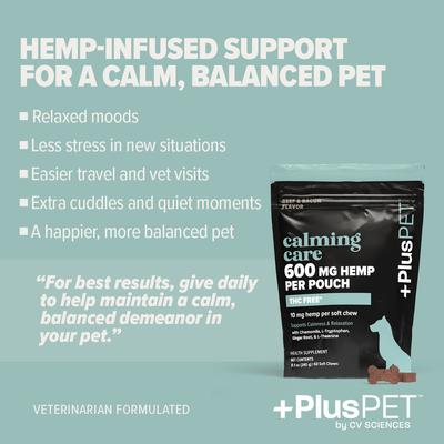 Pet Calming Care Beef & Bacon Flavored Soft Chew Full Spectrum Hemp Extract Calming Health Supplement for Dogs, 60 count
