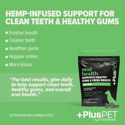 Broad Spectrum Hemp Extract Mint Flavored Soft Chew Oral Health Supplement for Dogs, 30 count