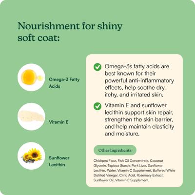 Evening Pork Flavored Soft Chew Skin & Coat Supplements for Dogs, 60 count