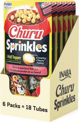 Churu Sprinkles Chicken & Beef Recipe Grain-Free Soft & Chewy Dog Treats, 0.35-oz tube, 18 count