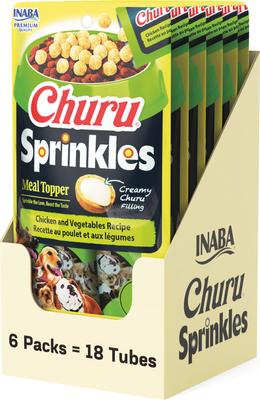 Churu Sprinkles - Galletas suaves y masticables sin cereales con pollo y verduras para perros, tubo de 0,35 oz, 18 unidades