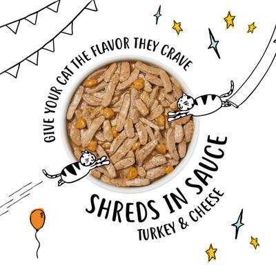 Shreds Turkey & Cheese Dinner in Gravy Canned Cat Food, 5.5-oz can, case of 24