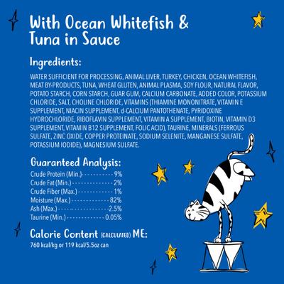 Shreds with Ocean Whitefish & Tuna in Sauce Canned Cat Food, 5.5-oz can, case of 24