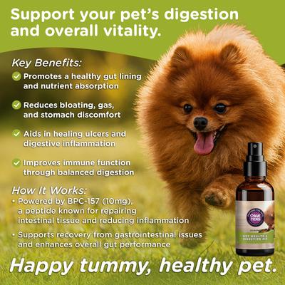 Gut Health & Digestive Aid Supplement Spray for Dogs & Cats, 2-fl oz bottle