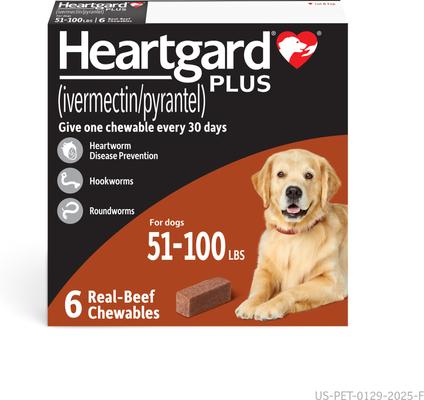 Plus Chew for Dogs, 51-100 lbs, (Brown Box), 6 Chews (6-mos. supply)