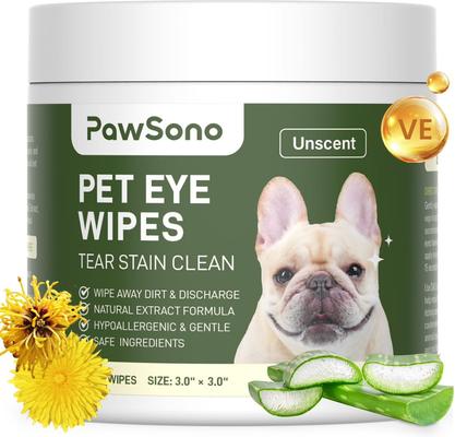 Hypoallergenic Dog & Cat Eye Wipes, 100 count
