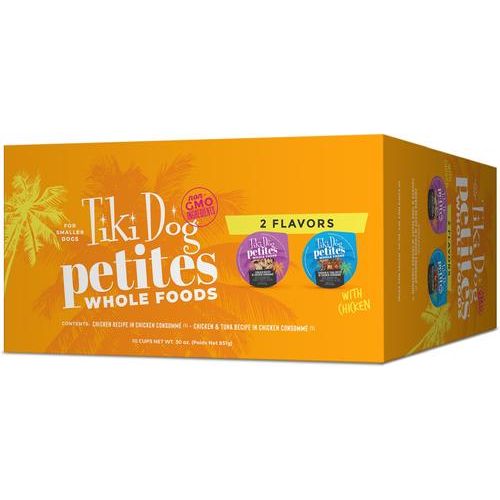Alimento húmedo para perros Petites Whole Foods Adult, sin OMG, con pollo en consomé de cangrejo, 85 g (paquete de 4)