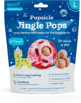 Pupsicle Jingle Pops Refills Peanut Butter Grain-Free Lickable Dog Treats, 7 count