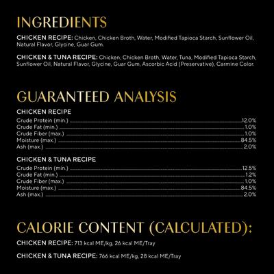 Selecciones Filetes en Caldo de Pollo y Pollo con Atún Paquete Variado Complemento de Comida para Gatos Sin Granos, bandeja de 1.3 oz, caja de 8