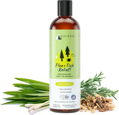 Flea & Tick Dog & Cat Shampoo, Lemongrass Scent, 12-fl oz bottle