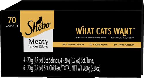 Meaty Sticks Variety Pack Chicken, Salmon & Tuna Flavor Soft Adult Cat Treats, 40 count