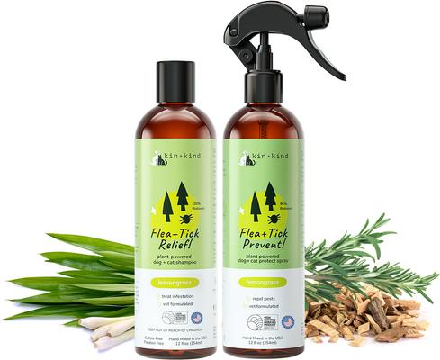 Flea+Tick Lemongrass Spray & Shampoo Maximum Protection Set for Dogs & Cats, 12-fl oz bottle