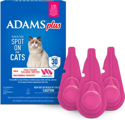Plus Flea & Tick Spot Treatment for Cats over 5 lbs, 3 Doses (3-mos. supply)