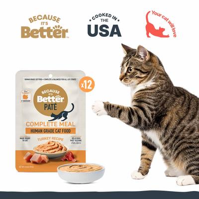 Comida húmeda para gatos Complete Meal Turkey Recipe Pate, bolsa de 2.6 oz, caja de 12