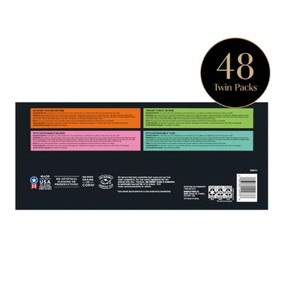 Perfect Portions Chicken, Turkey, Tuna & Salmon Variety Pack Grain-Free Chunks-In-Gravy Wet Cat Food, 2.64-oz tray, case of 48 twin-packs