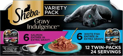 Gravy Indulgence Salmon & White Fish in Gravy Variety Pack Grain-Free Adult Wet Cat Food, 2.64-oz can, case of 12