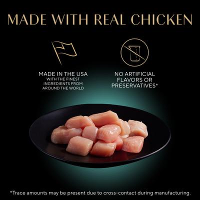 Comida húmeda para gatos adultos sin cereales Gravy Indulgence Chicken Entree en salsa extra, lata de 2.64 oz, caja de 24