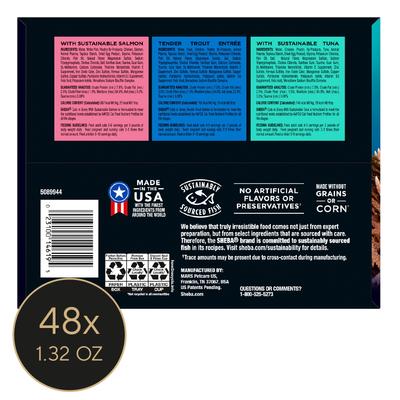 Comida húmeda para gatos Perfect Portions Grain-Free Salmon, Trout, & Tuna Entree Variety Pack Cuts in Gravy, 2.64 oz, caja de 24