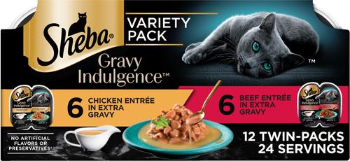 Gravy Indulgence Salmon & White Fish in Gravy Variety Pack Grain-Free Adult Wet Cat Food, 2.64-oz can, case of 12