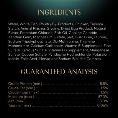 Comida húmeda para gatos adultos sin cereales Gravy Indulgence White Fish Entree en salsa extra, lata de 2.64 oz, caja de 24